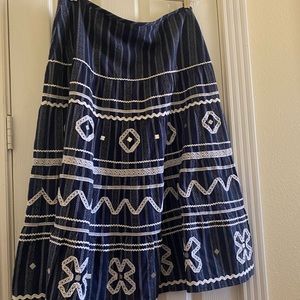 COPY - Preowned Ruby Red navy blue and white skirt size 16